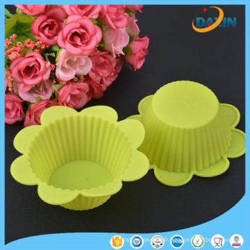 Forme de fleur jaune moule de gâteau de silicone de tasse de fougère de cheval